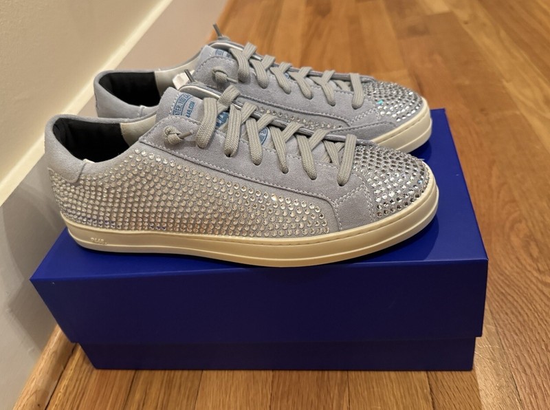 P448 John Sneaker Lagoon Blue Rhinestones Womens EU 39 US 8.5 Bride Wedding NIB