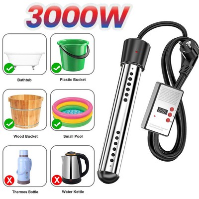 3000W Poolheizung Tauchsieder Elektrischer Warmwasserbereiter EU Stecker 230V DE