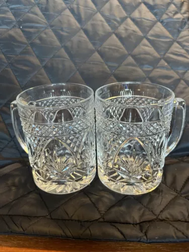 Arcoroc Canterbury Clear Glass Coffee Cups/Mugs Set of 2 France - Discontinued