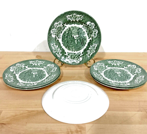 Angielska żelazna zielona sałatka talerze deserowe renesansowa zastawa stołowa 7 3/4" (6) - Zdjęcie 1 z 3