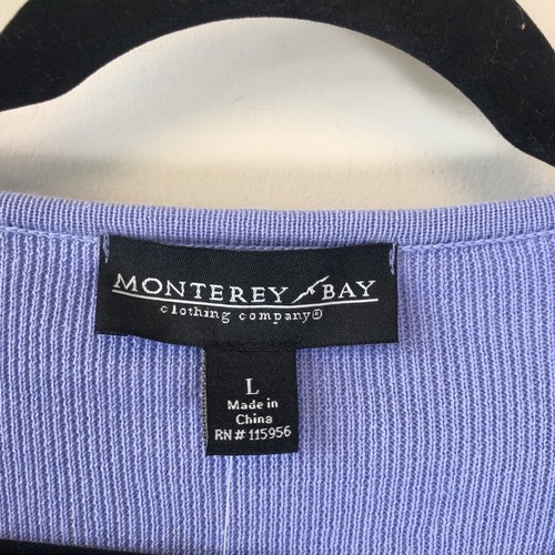 Monterey Bay 100% Cotton Knit Top Blue Wood Buttons Lagonlook Size Large NWOT’s - 第 7/20 張圖片