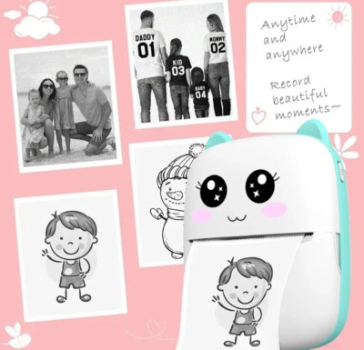 Portable Mini Printer, Wireless, Bluetooth, Android, iOS, Mobile Photo,Tags,etc.