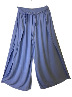 Blue Wide Leg Palazzo Pants XL Drawstring Elastic Waist  Bohemian Y2K Gypsy Sexy