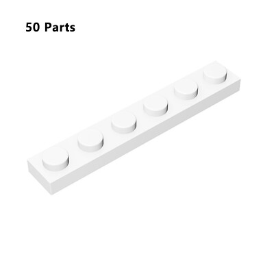 3666 Plate 1x6 White Bricks Parts 50 PCS Bricks, Pieces & Parts 100% Compatible