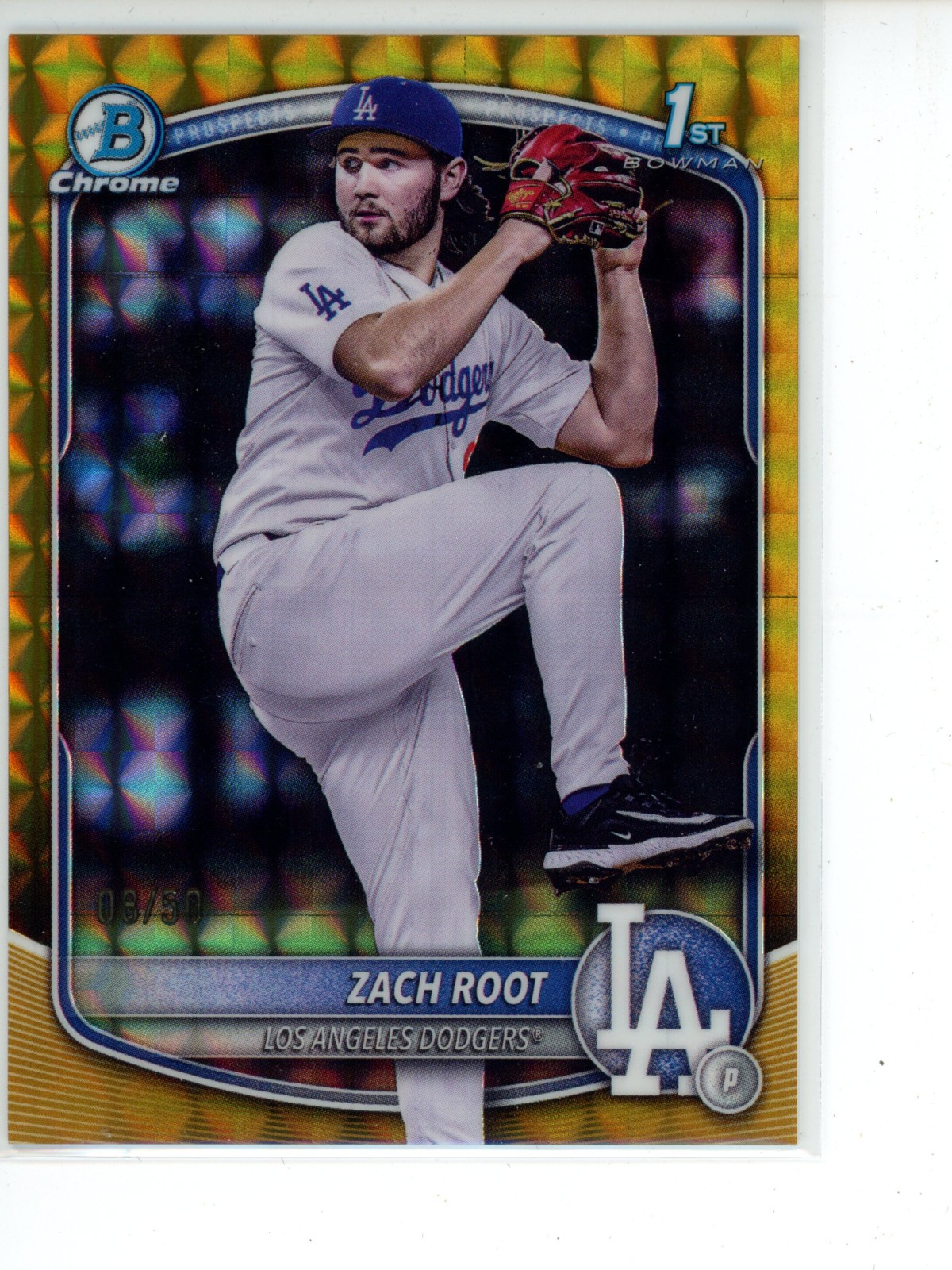 2025 Bowman Chrome Draft Zach Root bdc-22 Gold Geometric 1st Dodgers /50