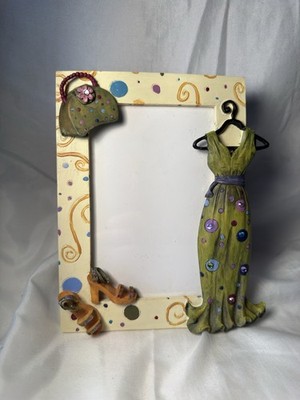 Whimsical 3D Fashion Photo Frame - Polka Dot Dress Shoes & Purse Decor 4x6