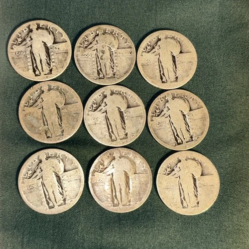 9 Total Date Worn Standing Liberty Quarter