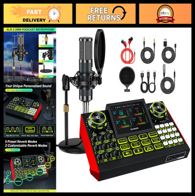 Podcast Microphone Bundle with Audio Mixer & Sound Card, Live Streaming Gear, Vo