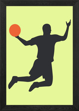 Silhouettes of basketball Framed Wall Art Poster Canvas Print Picture