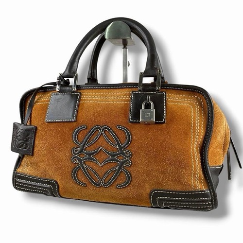 LOEWE Amazona 28 Suede Handbag Anagram Authentic