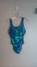 Vintage Jantzen Floral Swimsuit One Piece Sz 14 Built In Bra Underwire