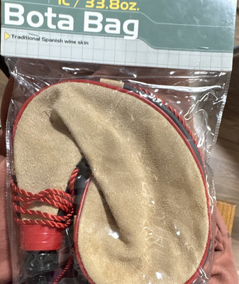 Ozark Trail Bota Bag Traditional Spanish Wine Skin 1L Leather Braided Strap
