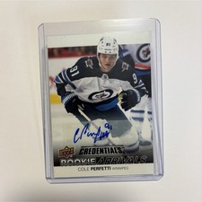 Upper Deck 2021-22 Rookie Arrivals Cole Perfetti Autograph RA-15 Jets