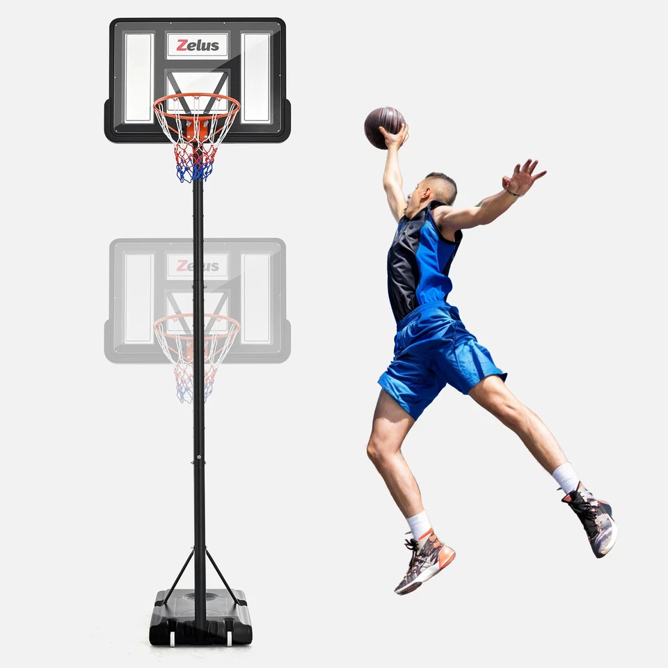 ZELUS 135-305cm Mobiler Basketballständer Basketballkorb höhenverstellbar