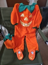 Halloween Pumpkin Costume 24 Mo. Orange One Piece Zipper w/ hat booties