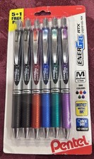 6   Pentel EnerGel RTX Retractable Liquid Gel Pen 0.7mm Medium Assorted Colors
