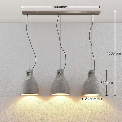 Lindby Ibu Pendelleuchte aus Beton Deckenlampe Hängeleuchte Deko-Deckenlampe E27