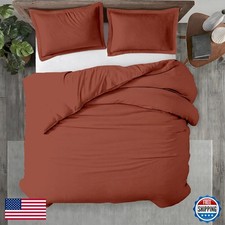 Kotton Culture 3 Pc 120" x 98" Duvet Cover Set Oversized King - Burnt Orange