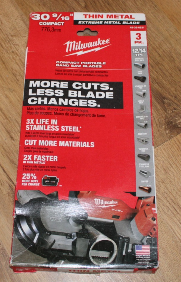 3 Pack. Milwaukee Band Saw Blade 776.3mm - 30 9/16" Long 12/14 TPI Thin Metal