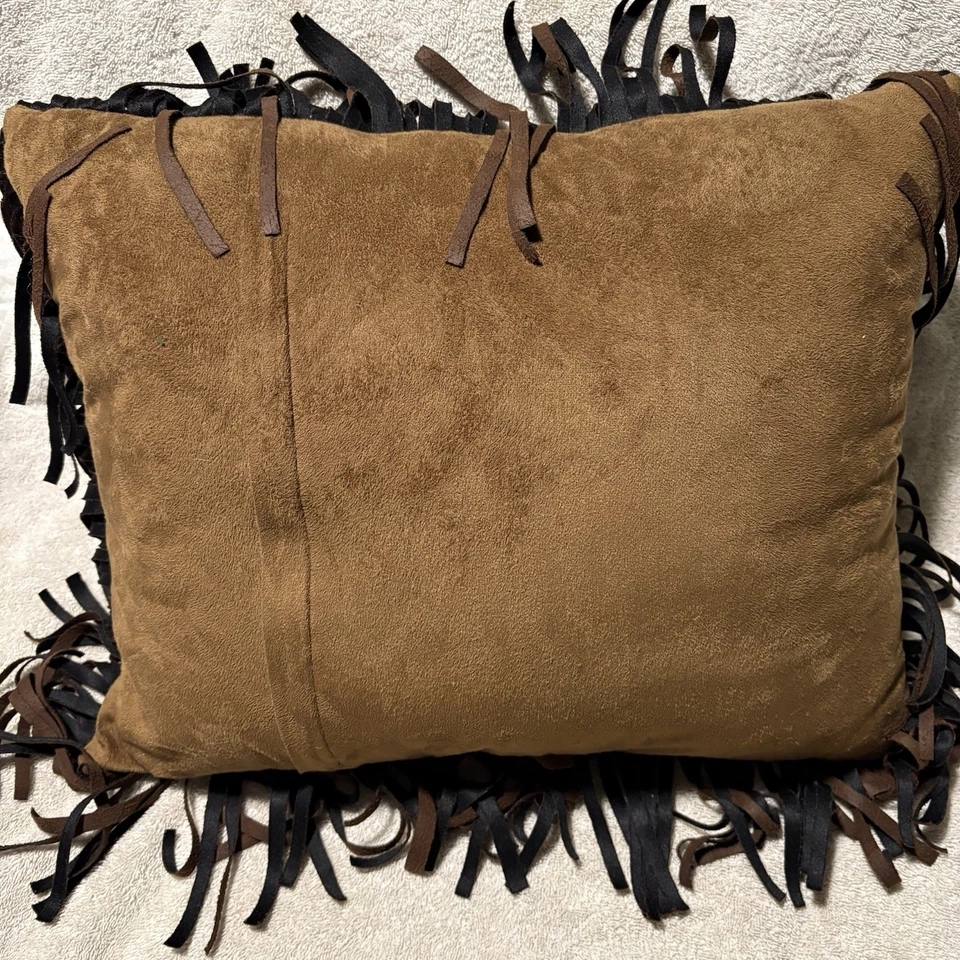 Carstens, Inc. Wrangler Embroidered Southwestern Fringe Throw Pillow, Brown - Image 4 of 4