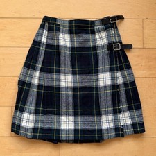 Vintage Archie Brown  Son Plaid Wool Skirt, Buckles, size unknown, kilt, 18 in