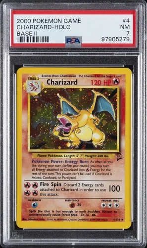 2000 POKEMON GAME BASE II #4 CHARIZARD-HOLO PSA 7