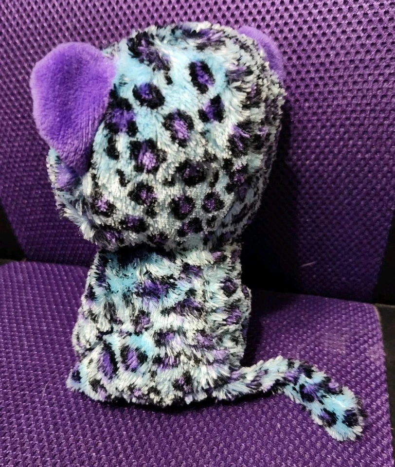 TY Beanie boo Lizzie 6" Plush Leopard Blue Purple Claires Exclusive Pre-loved  - Image 2 of 4
