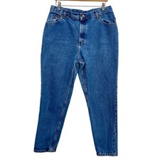 Vintage 90s Lee Mom Jeans High Waist Tapered Leg 35" Waist Medium Wash Denim