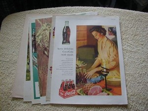 RARE Vintage lot of 6 coca cola print ads 1950-1969 large color magazine ad