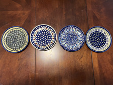 POLISH POTTERY BOLESLAWIEC DESSERT PLATES SET...