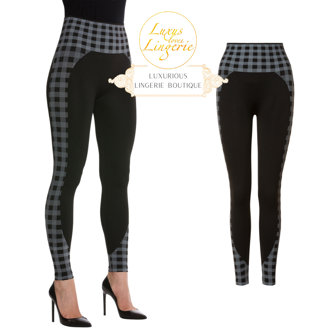 Summer Check Leggings By Wolford S Ocean Sky Black Trousers with Checked Pattern
