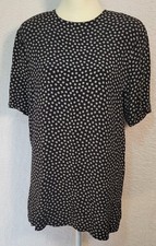 Talbots 100% Rayon Shirt Dress Short Sleeve Women's Size 10 Black 0827