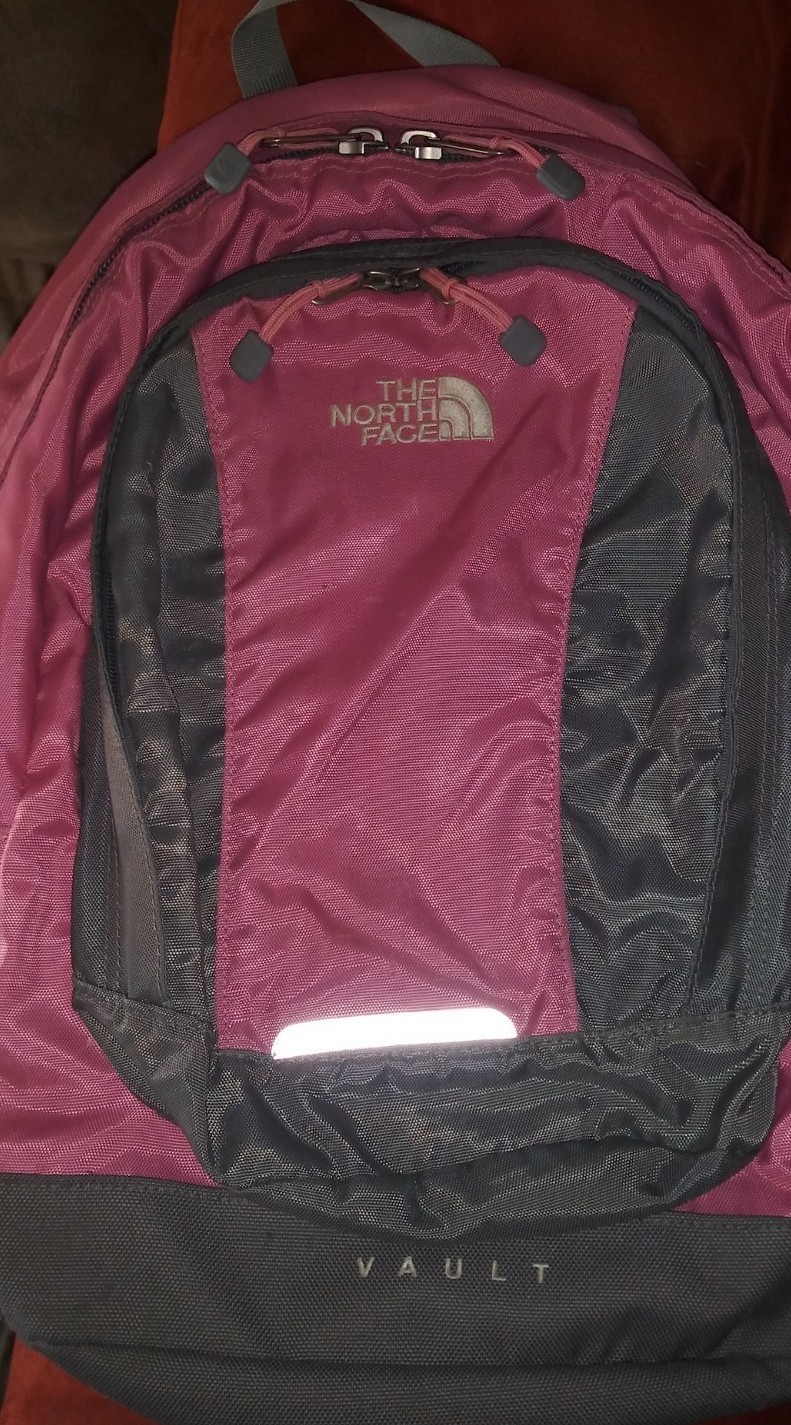 The North Face Pink And Gray Vault Backpack