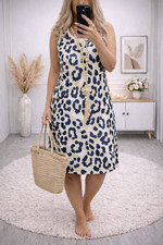 38 40 42  AA 54   Kleid Tunika  Strickbündchen leo Muster seitlich mit Taschen