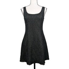 Vtg Roberta Black Mini Empire Waist Dress 7 Lace Whimsigoth Goth Dark Fairy 2958
