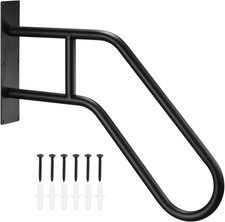 Wall Mounted Handrails for Outdoor Steps Hand Rail for 1-3 Stairs U-Shaped Black