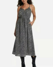 Womens Universal Thread Black White Maxi Dress Pockets Straps V Neck Long