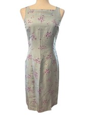 Ann Taylor Silk Sleeveless Floral Sheath Dress~Size 2~Pale Blue Purple EUC L1323
