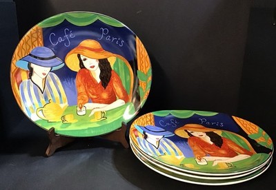 SANGO CAFE PARIS Set of 4 Oval Dinner Plates (B026*)
