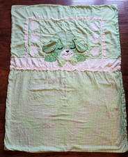 Vintage Green Gingham Checks Puppy Dog Blanket 42"x53" Handmade READ