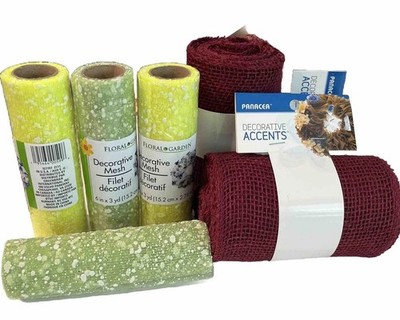 LOT Decorative Mesh And Burlap Garland 5/6 Are New In Package For Craft Lovers