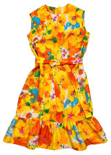 Vintage 70s Liberty Circle Mod Floral Print Shift Dress Hawaiian Size 16