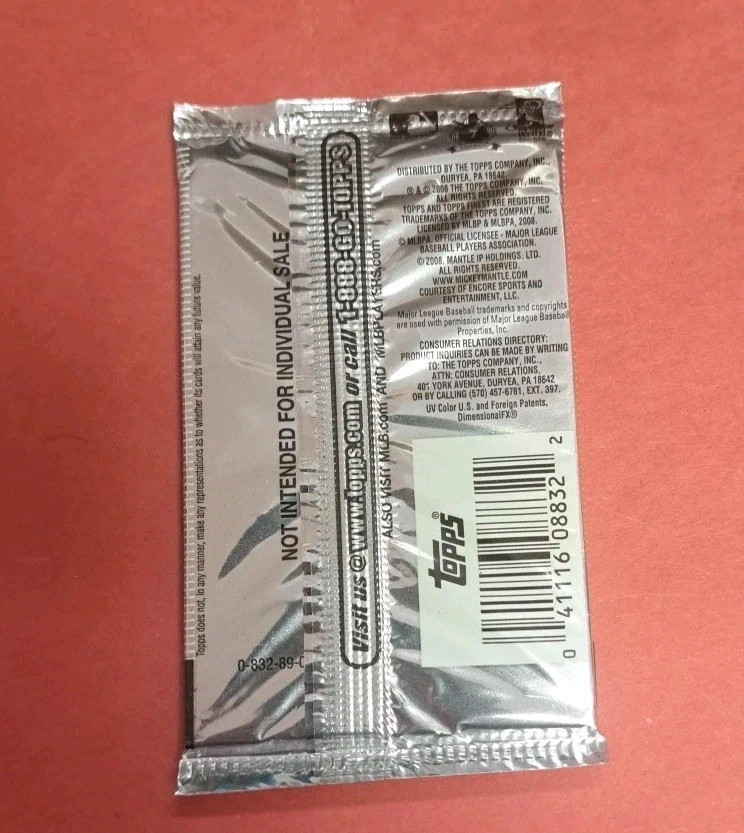 2008 TOPPS FINEST SEALED PACK + SEALED AROD BOXTOPPER PACK - Image 3 of 4