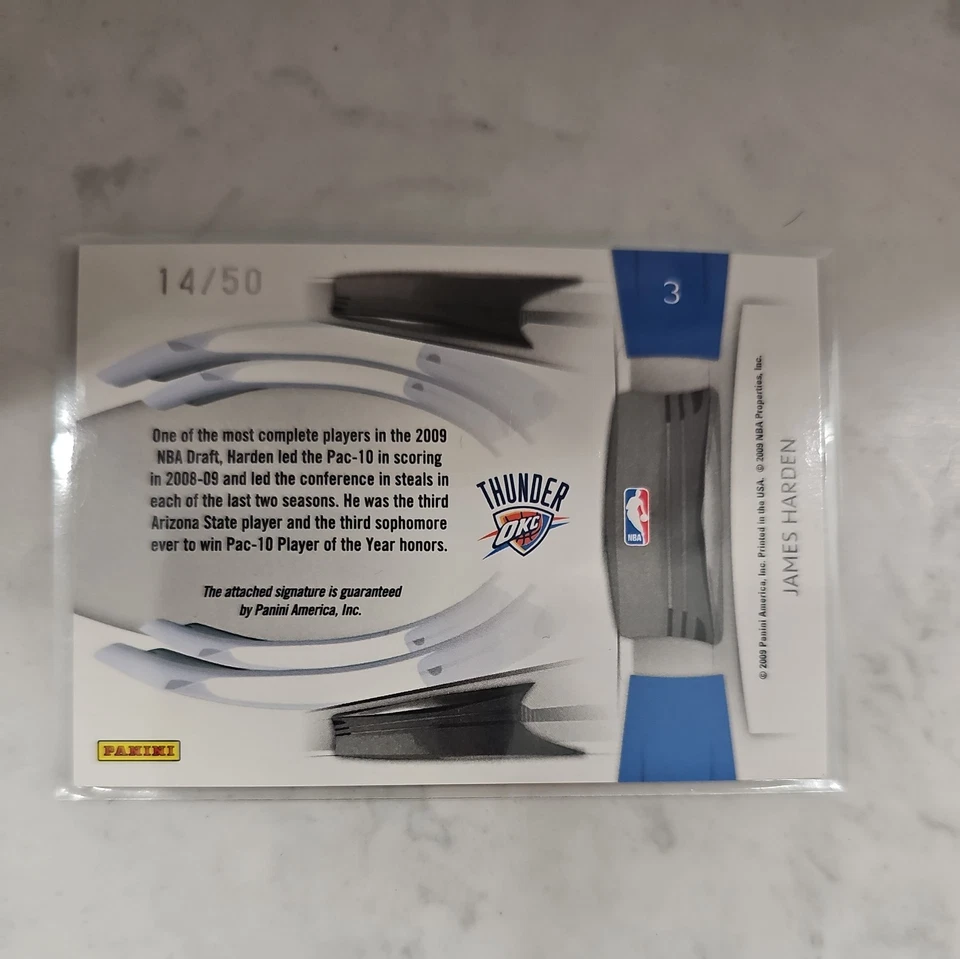 ДЖЕЙМС ХАРДЕН 2009 Престиж Престижные Медиаторы с АВТОГРАФОМ /50 RC Новичок ШТАТ АРИЗОНА - Изображение 2 из 4
