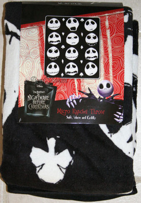 Disney The Nightmare Before Christmas THROW Blanket JACK Many Faces Suits NWT