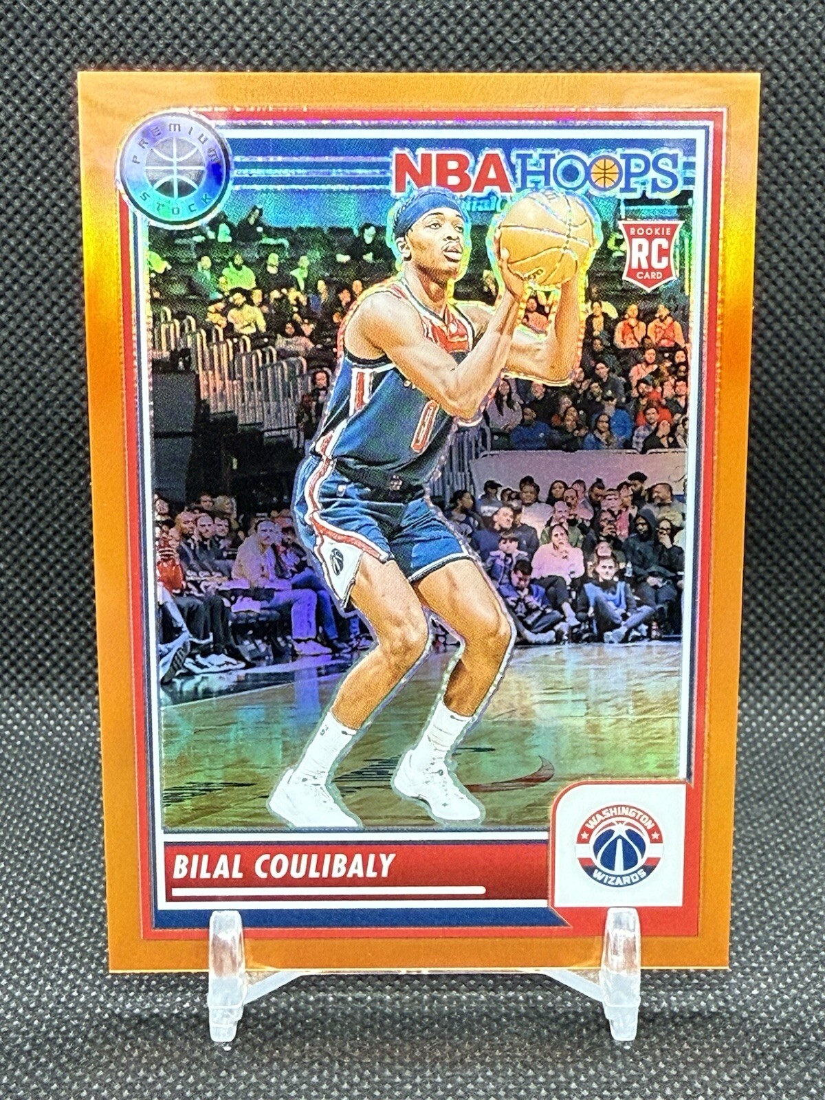 2023-24 Hoops Premium Stock #287 Bilal Coulibaly Orange Prizm 291/299 Wizards RC