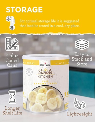 Simple Kitchen Dried Banana Chips, 22 Servings, Vegan, Gluten Free, Fruit Snacks - Picture 3 of 7