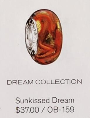 Chamilia SUNKISSED DREAM ORANGE COPPER Murano Glass & Sterling 925 Bead OB-159