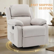 Small 360° Swivel Rocker Recliner Chair for Small Spaces for Living Room, Linen