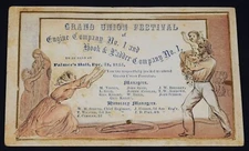 1855 Engine Company No. 1 Hook + Ladder Fire Hall Dance Invitation Card Embossed